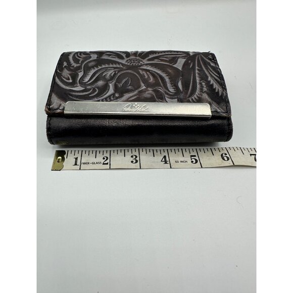 Patricia Nash Embossed Leather Wallet Metal Trim 4.5" X 3.5" Purple Tooled Purse - Picture 4 of 12
